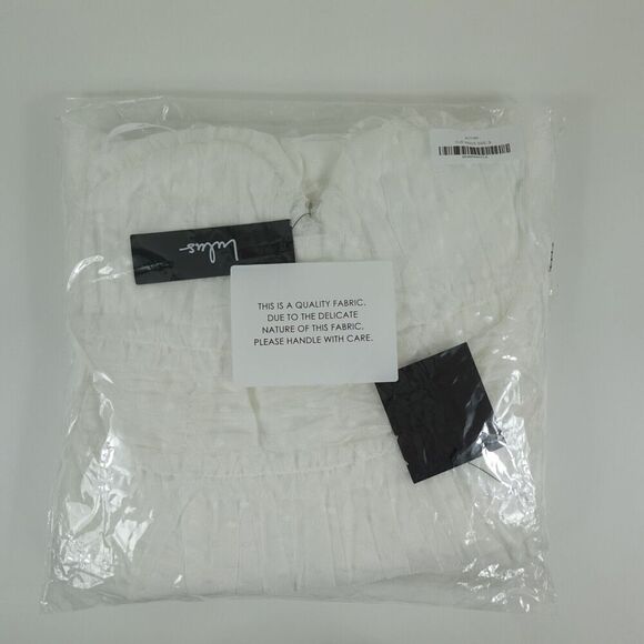 Lulus Womens Delightful Bliss White Mesh Swiss Dot Strapless Midi Dress Small - Picture 16 of 16